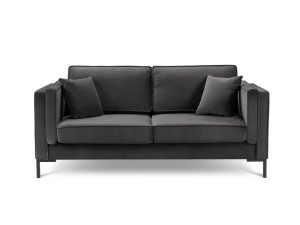 Sofa 2-osobowa Luis ciemny szary aksamit na czarnych nóżkach