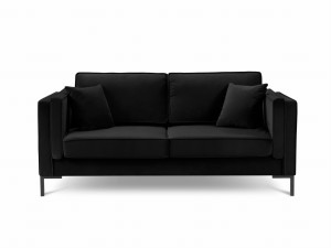 Sofa 2-osobowa Luis aksamit czarna na metalowych nóżkach
