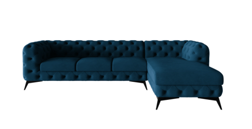 Pikowany narożnik Chesterfield Chloe z szezlongiem granatowy 3