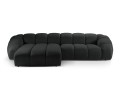 Sofa narożna 4-osobowa Diana aksamit strukturalny czarna