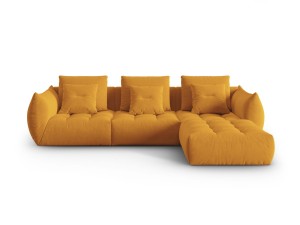 Sofa narożna modułowa 4-osobowa Bloom velvet musztardowa