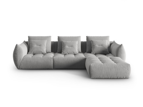 Sofa narożna modułowa 4-osobowa Bloom velvet jasnoszara