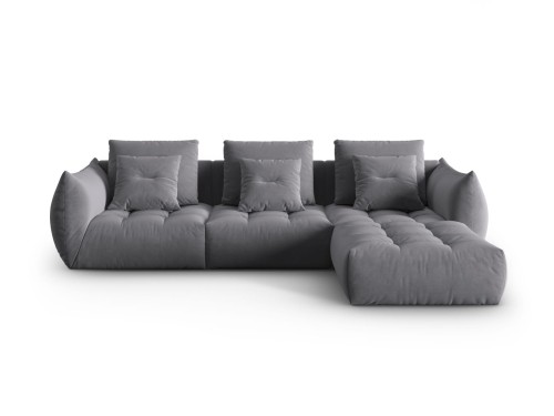 Sofa narożna modułowa 4-osobowa Bloom velvet szara