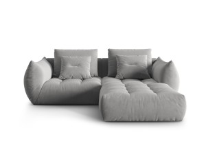 Sofa narożna modułowa 3-osobowa Bloom velvet jasnoszara