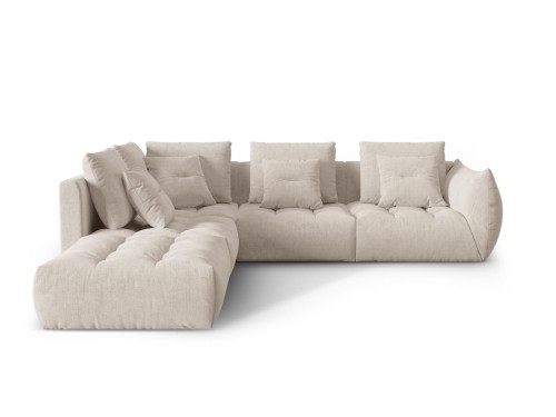 Duża modułowa sofa narożna Bloom tkanina strukturalna piaskowa P/L