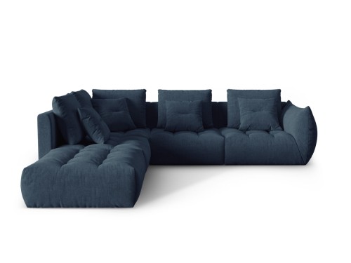 Duża modułowa sofa narożna Bloom tkanina strukturalna  granatowa P/L
