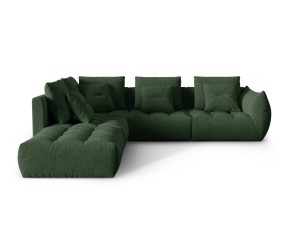 Duża modułowa sofa narożna Bloom tkanina strukturalna ciemnozielona P/L