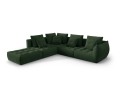 Duża modułowa sofa narożna Bloom tkanina strukturalna ciemnozielona P/L