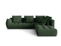 Duża modułowa sofa narożna Bloom tkanina strukturalna ciemnozielona P/L