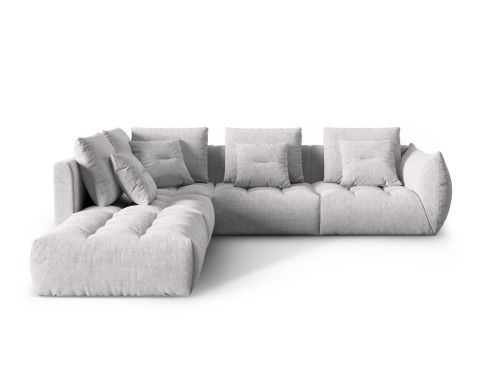 Duża modułowa sofa narożna Bloom tkanina strukturalna jasnoszara P/L