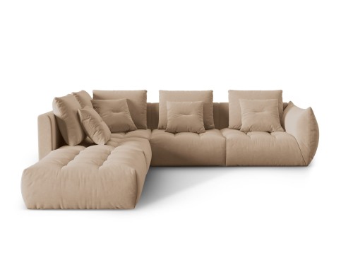 Duża modułowa sofa narożna Bloom velvet beżowa P/L