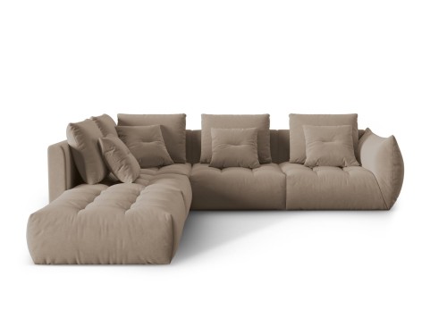 Duża modułowa sofa narożna Bloom velvet taupe P/L