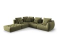 Duża modułowa sofa narożna Bloom velvet oliwkowa P/L