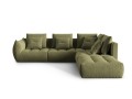 Duża modułowa sofa narożna Bloom velvet oliwkowa P/L