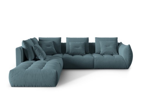 Duża modułowa sofa narożna Bloom velvet morska P/L