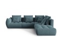 Duża modułowa sofa narożna Bloom velvet morska P/L