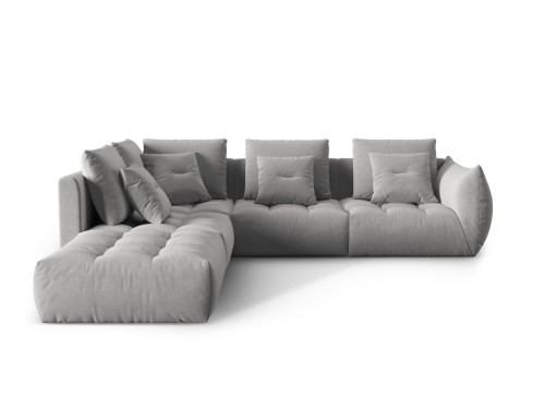 Duża modułowa sofa narożna Bloom velvet jasnoszara P/L