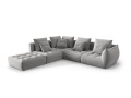 Duża modułowa sofa narożna Bloom velvet jasnoszara P/L