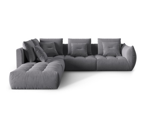 Duża modułowa sofa narożna Bloom velvet szara P/L