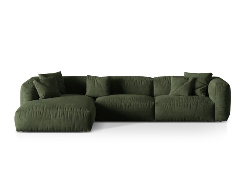 Sofa narożna modułowa 4-osobowa Martina welur oliwkowa P/L