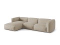 Sofa narożna modułowa 4-osobowa Martina tkanina strukturalna jasny beż P/L