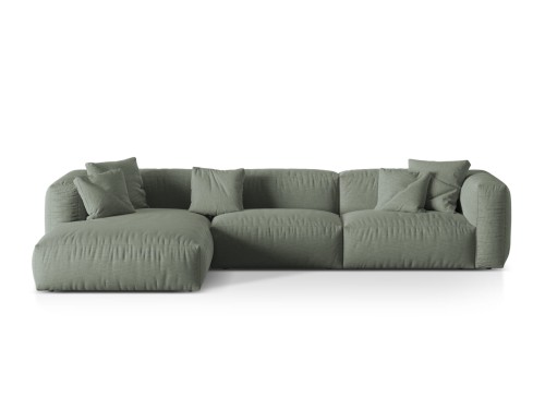 Sofa narożna modułowa 4-osobowa Martina tkanina strukturalna szałwiowa P/L