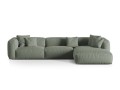 Sofa narożna modułowa 4-osobowa Martina tkanina strukturalna szałwiowa P/L