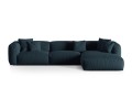 Sofa narożna modułowa 4-osobowa Martina tkanina strukturalna granatowa P/L