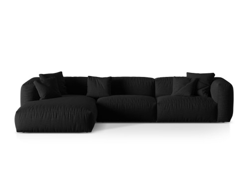 Sofa narożna modułowa 4-osobowa Martina tkanina strukturalna czarna P/L