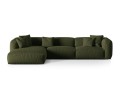 Sofa narożna modułowa 4-osobowa Martina tkanina strukturalna oliwkowa P/L