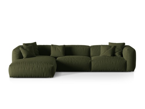 Sofa narożna modułowa 4-osobowa Martina tkanina strukturalna oliwkowa P/L