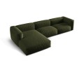 Sofa narożna modułowa 4-osobowa Martina tkanina strukturalna oliwkowa P/L