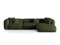 Sofa narożna modułowa 4-osobowa Martina tkanina strukturalna oliwkowa P/L