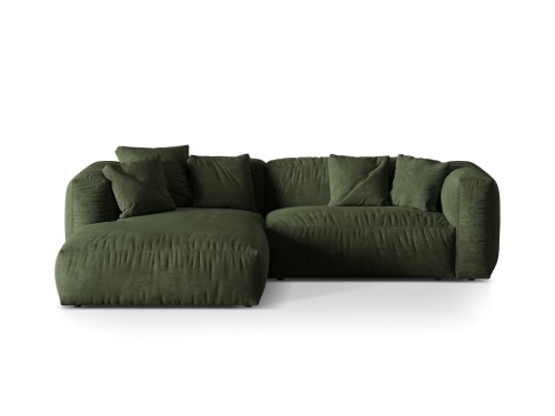 Sofa narożna modułowa 3-osobowy Martina welur oliwkowa P/L