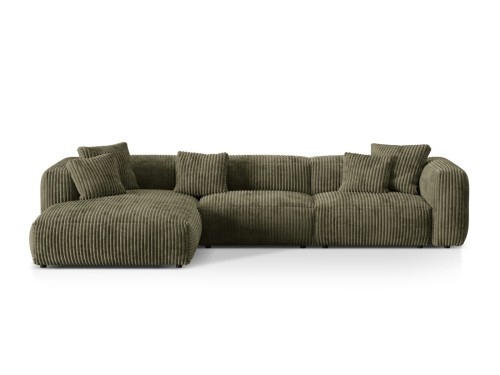 Sofa narożna modułowa 4-osobowa Martina sztruks oliwkowa P/L