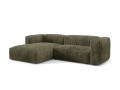 Sofa narożna modułowa 3-osobowa Martina sztruks oliwkowa P/L