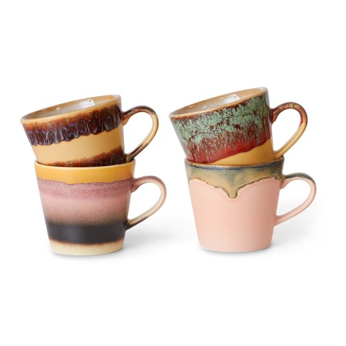 Zestaw 4 kubków do cappucino 70s Ceramics HKliving