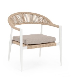 Komfortowy fotel ogrodowy boho Jandia biały / naturalny