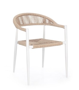 Ogrodowe krzesło jadalniane boho Jandia białe / naturalne
