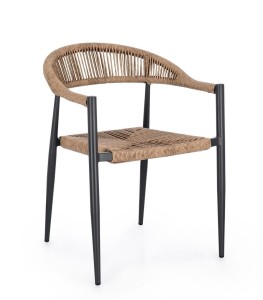 Ogrodowe krzesło jadalniane boho Jandia  antracytowe / naturalne