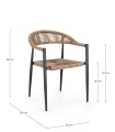 Ogrodowe krzesło jadalniane boho Jandia  antracytowe / naturalne