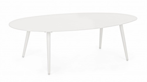 Eliptyczny metalowy stolik kawowy Ridley biały