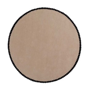 Beżowy Okrągły Dywan z Czarną Ramką - LAILA BEIGE BLACK ROUND