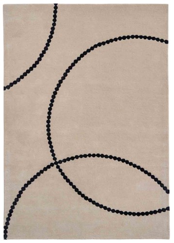 Beżowy Dywan z Czarnym Geometrycznym Wzorem - LUNA BEIGE BLACK
