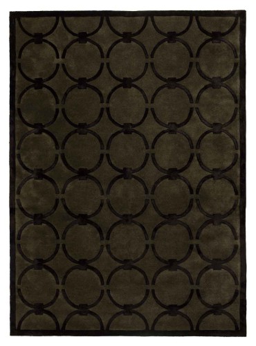 Zielony Dywan z Czarnym Geometrycznym Wzorem - GLAM DARK GREEN BLACK