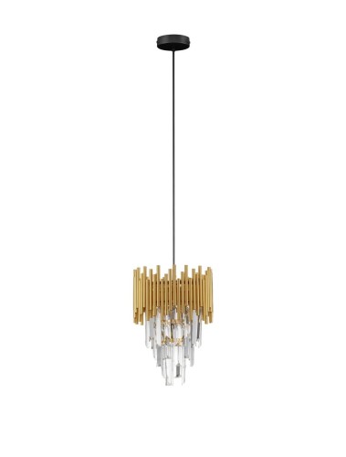 Lampa wisząca PELAVRO złota z kryształkami