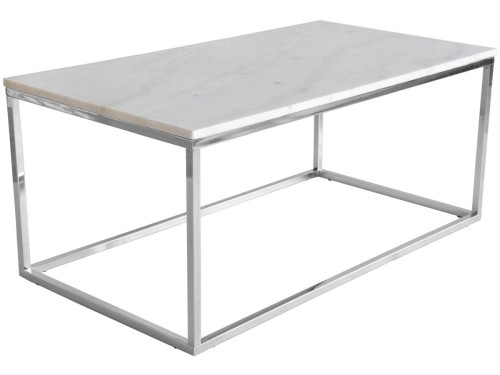 Stolik marmurowy Accent prostokąt srebrne nogi duży