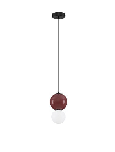 Lampa wisząca JORELIA 15 bordowa porcelana / szkło