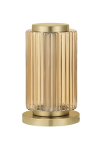 Lampa stołowa TABRUNO złota ryflowany klosz