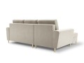 Rozkładana sofa narożna Kyoto beżowa / złote nóżki P/L